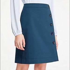 Ann Taylor Textured Buttoned A-line Skirt In Deep Riviera Blue
